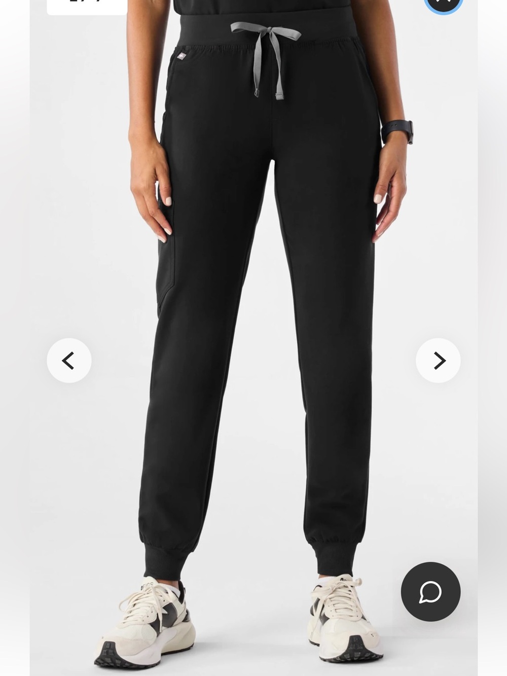 FIGS Zamora Jogger Scrub Pants Black Side Pocket Casual Fit